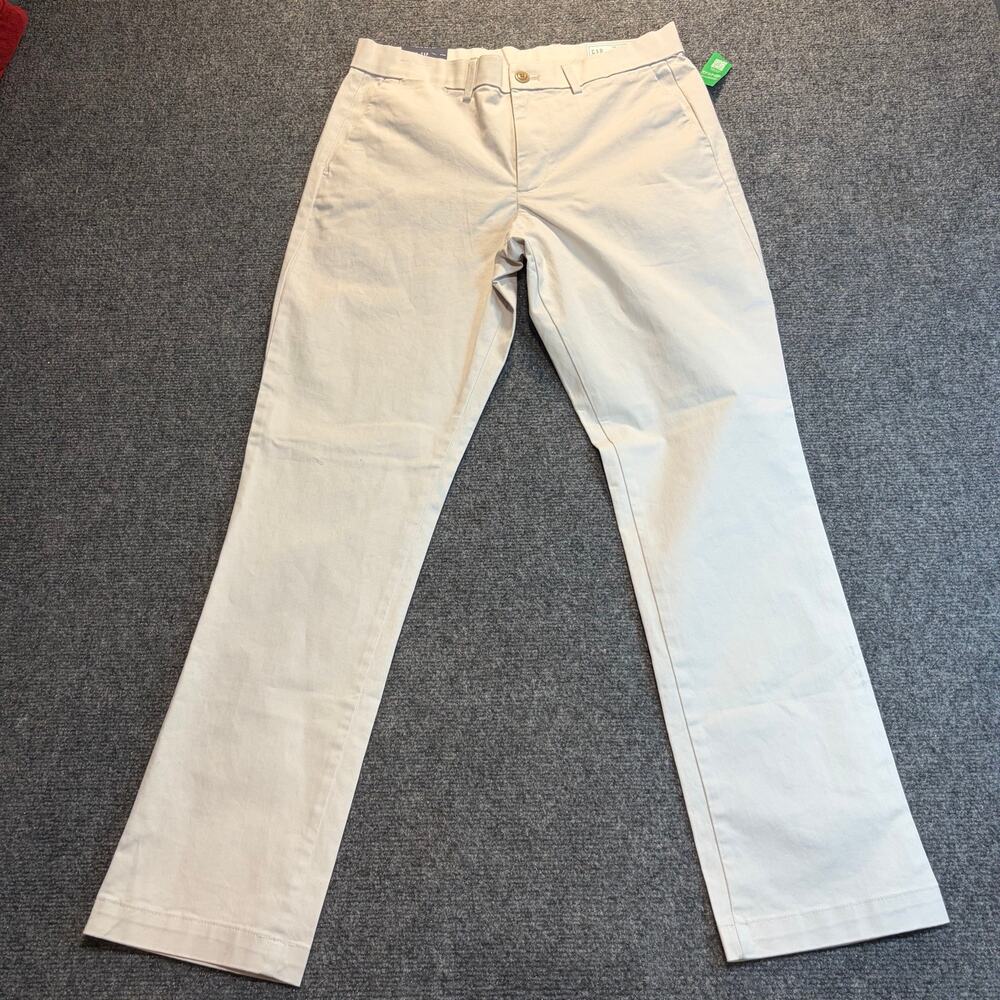 Gap Slim Fit Cream Chino Pants Regenerative Cotton Casual Trouser New Men 30x30